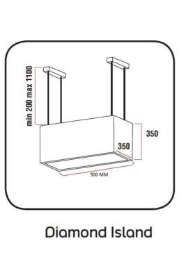 ALVEUS Diamond 90 cm Siyah Ada Davlumbaz - 3
