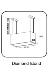 ALVEUS Diamond 90 cm Siyah Ada Davlumbaz - 3