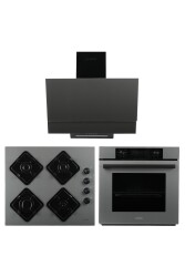 ALVEUS GRİ CAM DİJİTAL/DOKUNMATİK 3'LÜ ANKASTRE SET (F17-GLS640-MFA627) - ALVEUS