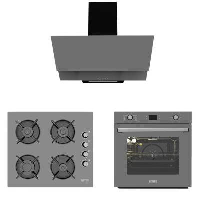 ALVEUS GRİ CAM DİJİTAL/DOKUNMATİK 3'LÜ ANKASTRE SET (F17-GLS640-MFA627) - 1