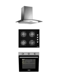 ALVEUS İBER 615 INOX/SİYAH 3'LÜ ANKASTRE SET [İBERINOX-GLS640SİYAH-615INOX] - ALVEUS