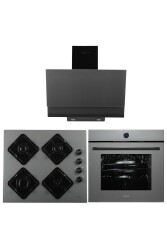 Alveus Kurox 3'lü Gri Ankastre Set(Cam Gazlı Ocak + Turbo Fırın)(3000-KLS670-MFA631) - ALVEUS