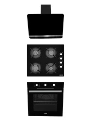 ALVEUS NEW 614 SİYAH CAM 3'LÜ ANKASTRE SET [BİNDESİT-GLS640-MFA614] - ALVEUS