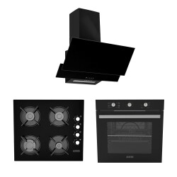 ALVEUS SİYAH ECOPLUS [TURBO FANLI] 3'LU ANKASTRE SET (AD07-A10-AF860) - ALVEUS