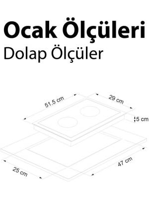 ALVEUS Siyah İkili Vitro Seramik Ankastre Elektrikli Domino Dokunmatik Ocak - 3