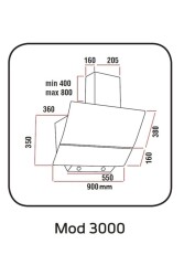Aveus Mod 3000 Siyah 90 cm Davlumbaz - 2