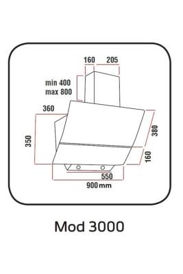 Aveus Mod 3000 Siyah 90 cm Davlumbaz - 2
