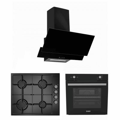 EXEP BASİC EĞİK SİYAH 3 LÜ ANKASTRE SET (ED401-EO330-EF200) - 1