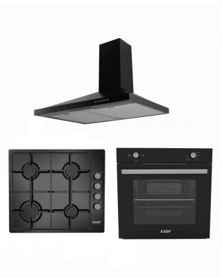 EXEP BASİC SİYAH EMAYE 3 LÜ ANKASTRE SET (ED400-EO330-EF200) - 1