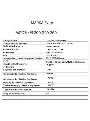 EXEP EF-240 SİYAH ANKASTRE FIRIN(71 LİTRE-TURBO FAN-6 PROGRAMLI-ÜCRETSİZ KURULUM) - 5