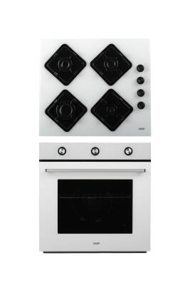 Exep Elegra 2’li Beyaz Ankastre Set(Cam Gazlı Ocak + Turbo Fırın (EO320+ EF240) - 1