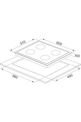 EXEP EO-330 4 GÖZLÜ SİYAH EMAYE ANKASTRE OCAK - 2