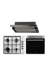 EXEP Inox Aspiratörlü 3'lü Ankastre Set(F6PLUS-EO330-EF200INOX) - EXEP