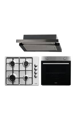 EXEP Inox Aspiratörlü 3'lü Ankastre Set(F6PLUS-EO330-EF200INOX) - 1